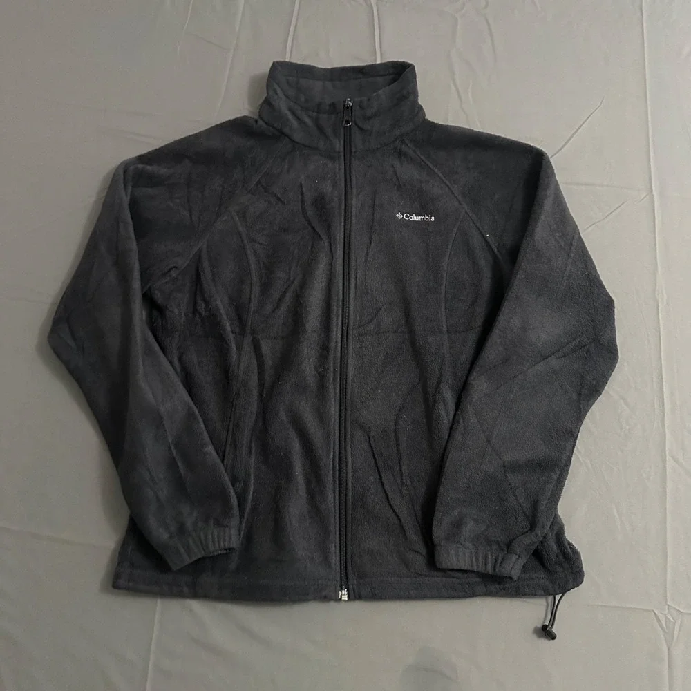 Columbia Benton Springs Fleece‎ Jacket Womens XL Black Full Zip Outdoor Hiking